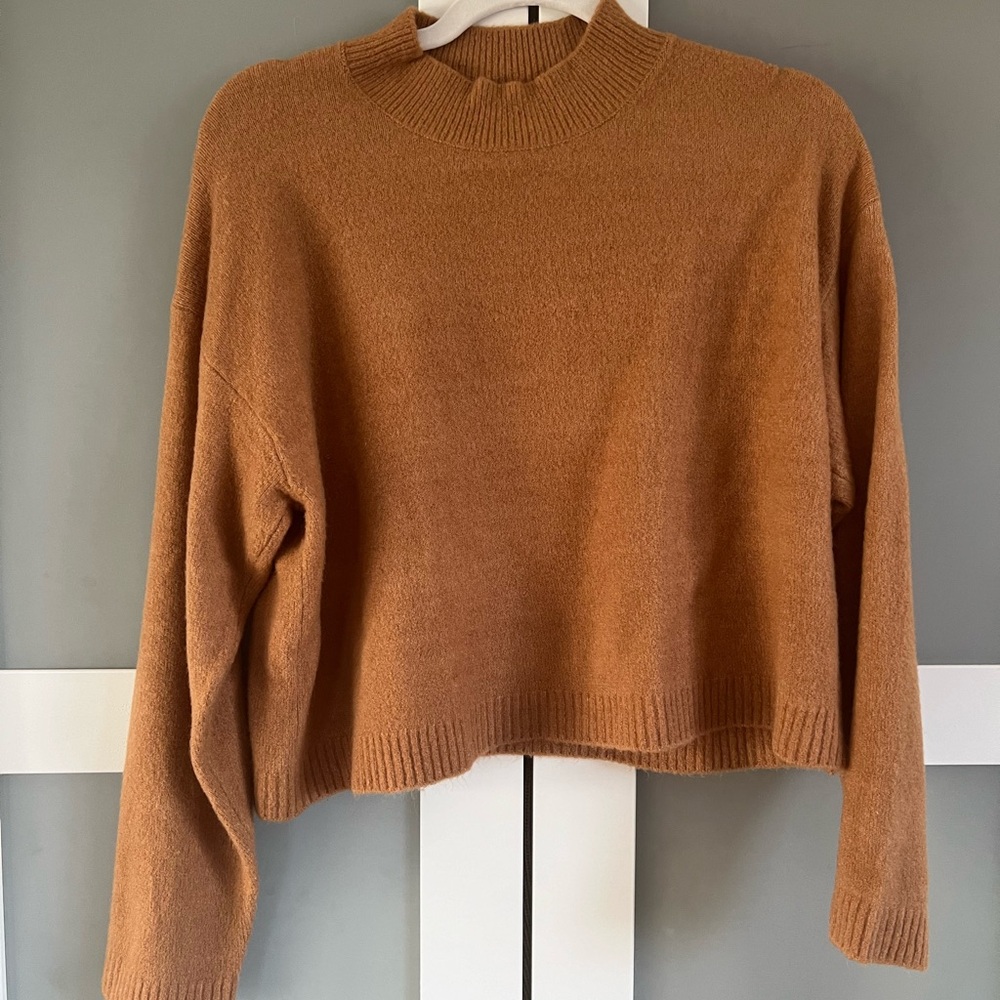 Lulu's Brown Cowl Neck Sweater Cozy Knit